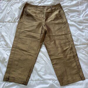Vintage‎ Sunny Leigh 100% Silk Cropped Pants Womens Size 10 Brown Pockets Y2K